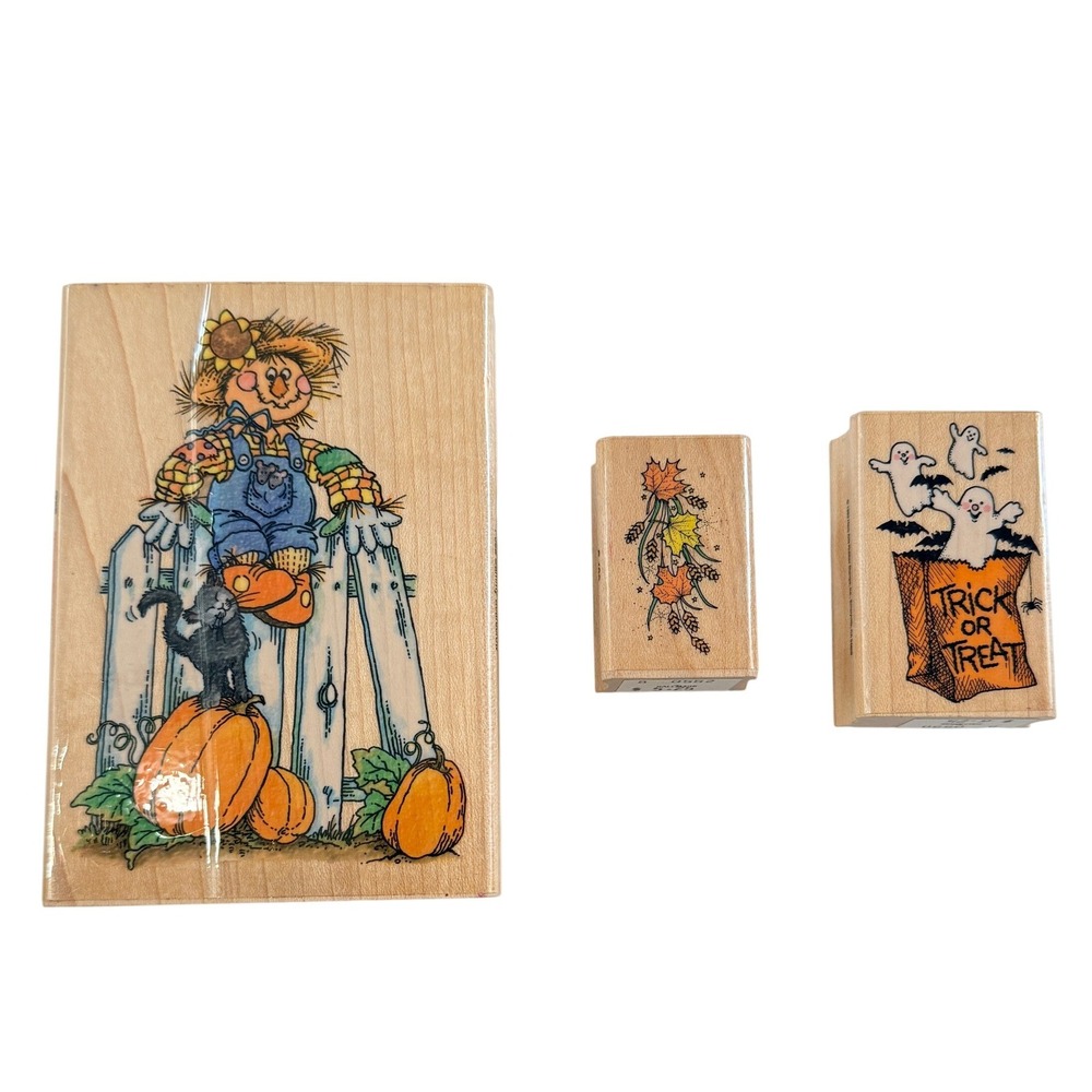Hero Arts Unisex Rubber Stamps Fall Halloween Scarecrow Ghost OS Wood Craft